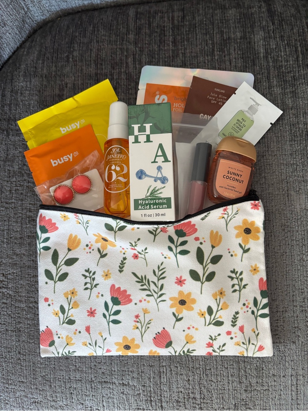 Floral Canvas Cosmetic Pouch - FILLED!